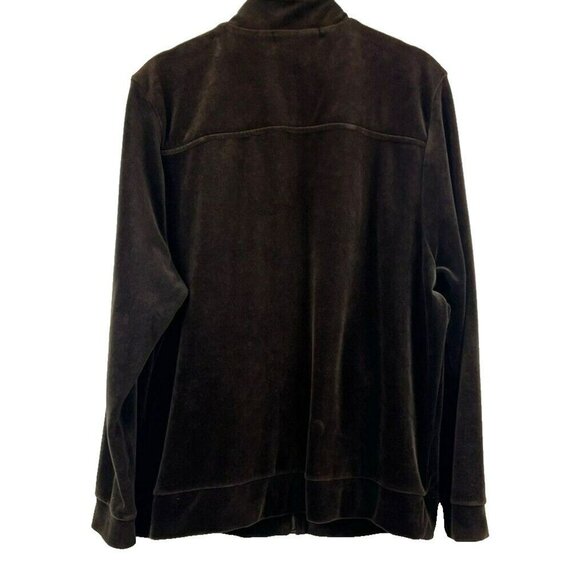 Lauren Ralph Lauren Jacket Womens 1X Brown Full Zip Velour Track Sweater Pockets - Picture 7 of 8